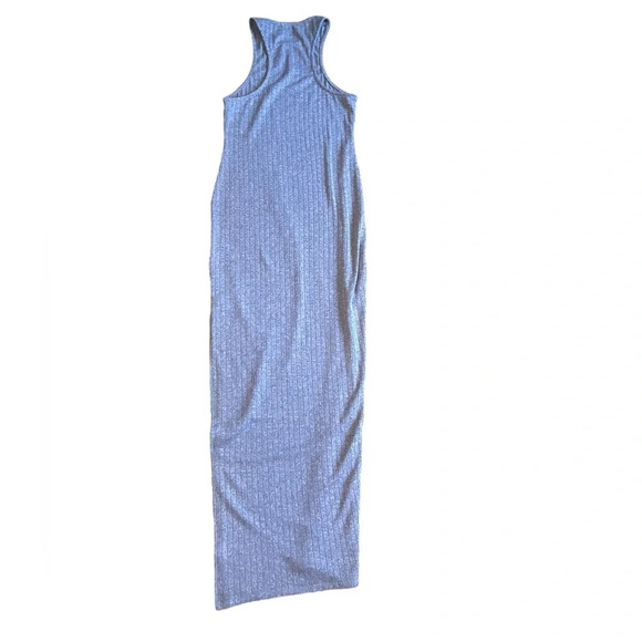 Lovers + Friends Taupe Ribbed Knit Bodycon Maxi Dress 12” Slit Size Medium NWOT - Picture 4 of 9